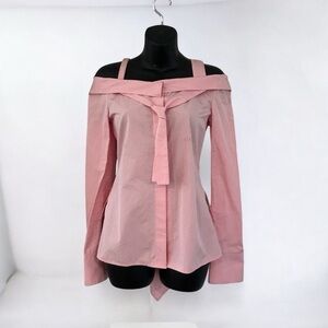 NWT Off-White Main Label Barbie Pink OTS Button Front Shirt